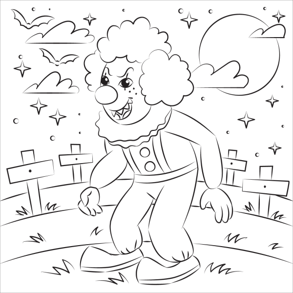 Evil Clown coloring page image