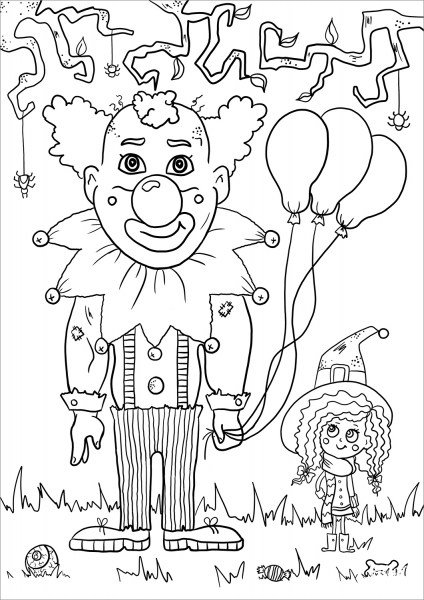 Evil Clown coloring page image