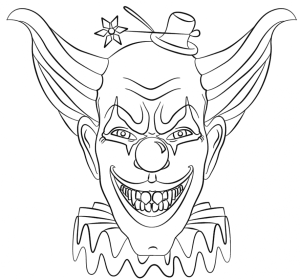 Evil Clown Face coloring page image