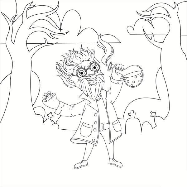 Evil Scientist coloring page image