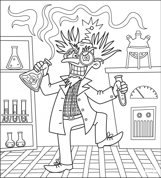 Evil Scientist coloring page image