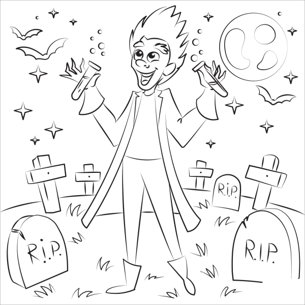 Evil Scientist coloring page image