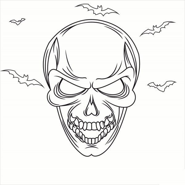 Evil Skull coloring page image