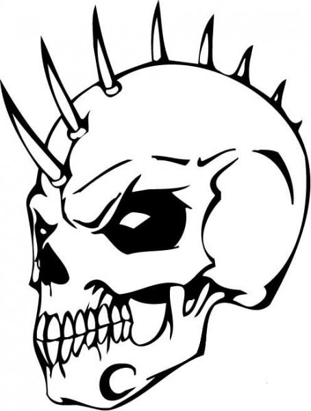 Evil Skull with Bonehawk coloring page image