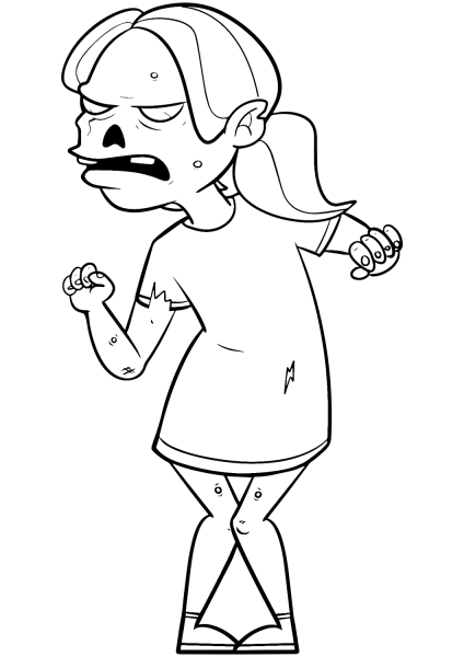 Evil Zombie Girl coloring page image