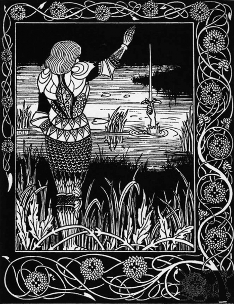 Excalibur in the Lake coloring page image