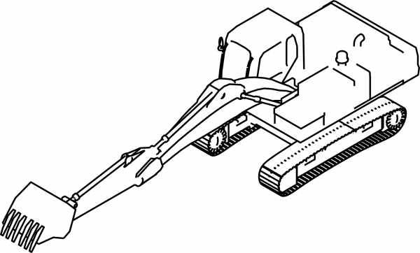 Excavator coloring page image