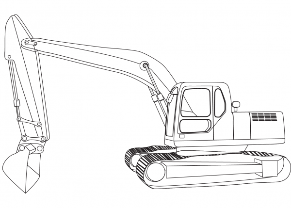Excavator coloring page image