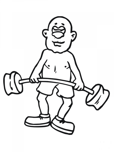 Exercise with Barbell coloring page image