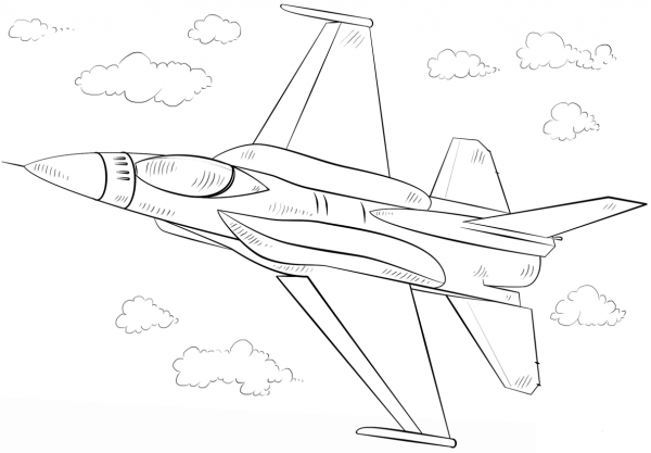 F-16 Fighting Falcon Fighter coloring page image