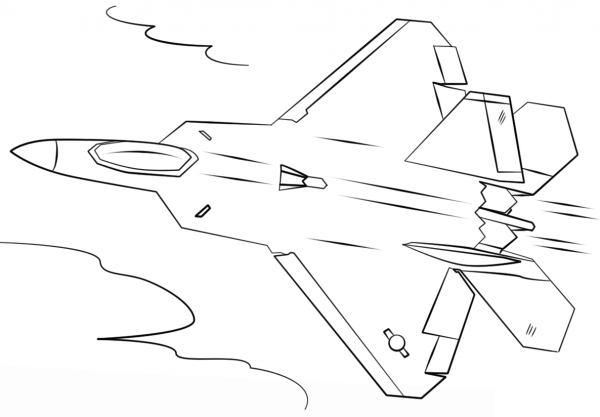F-22 Raptor coloring page image