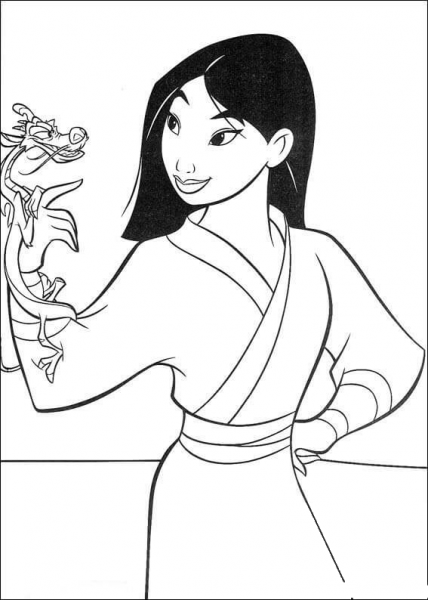 Fa Mulan And Mushu  coloring page image