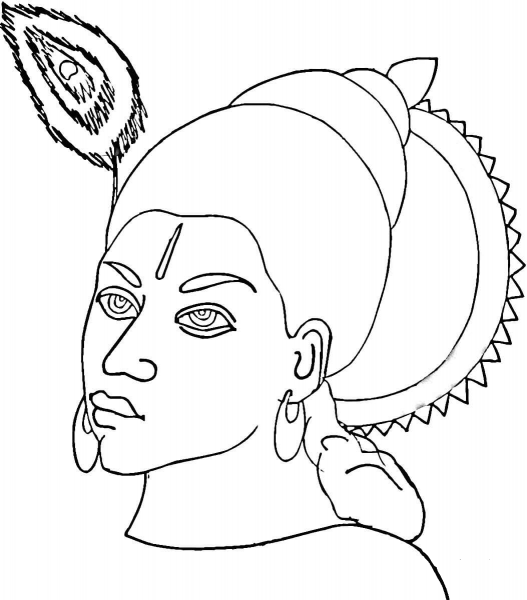 Face of Krishna  coloring page image