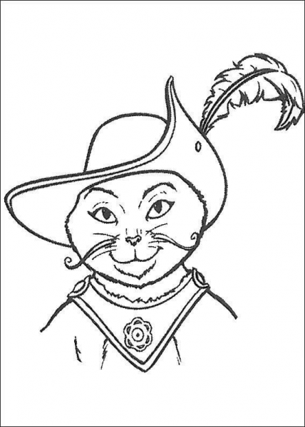 Face of Puss in Boots coloring page image