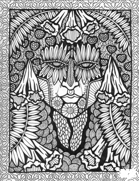 Face of Summer Zentangle coloring page image