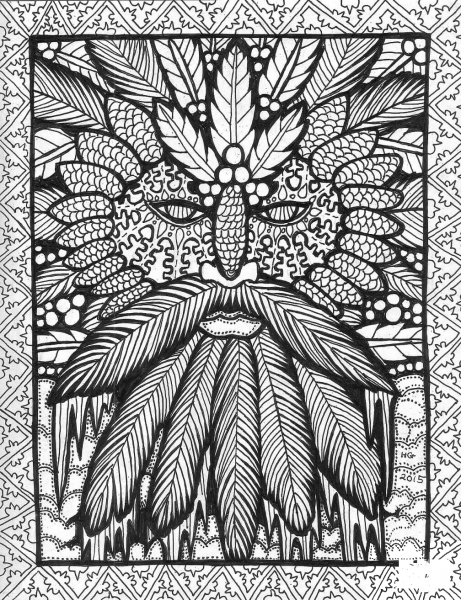 Face of Winter Zentangle coloring page image