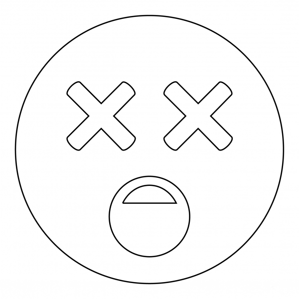 Face with Crossed out Eyes coloring page image