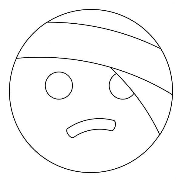 Face with Head Bandage coloring page image