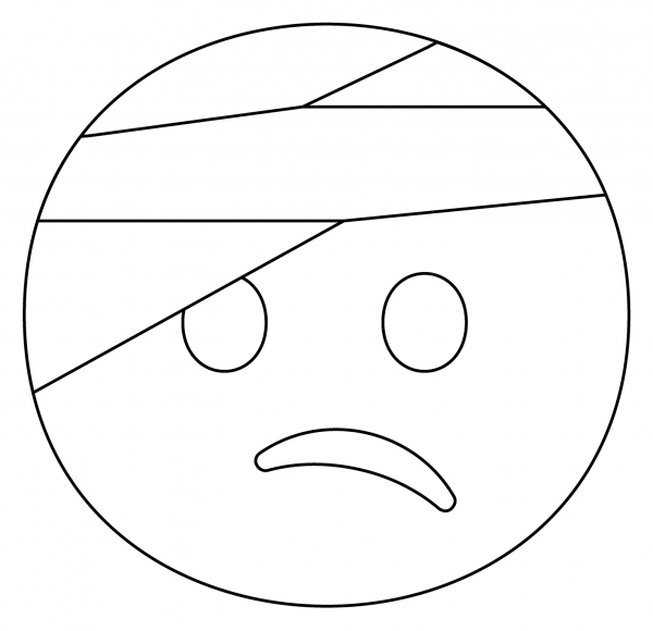 Face with Head Bandage Emoji coloring page image