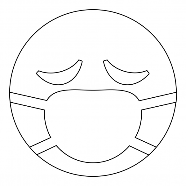 Face with Medical Mask coloring page image