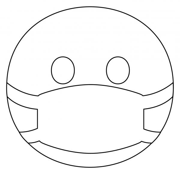 Face with Medical Mask Emoji coloring page image