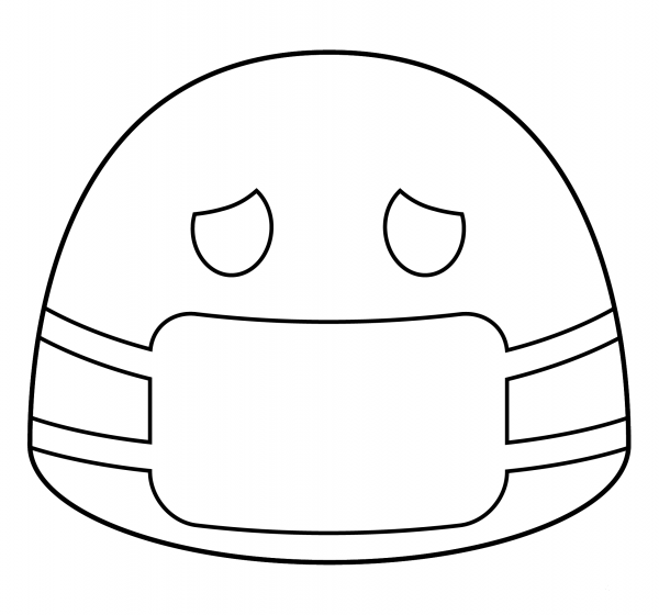 Face with Medical Mask Emoji coloring page image