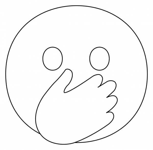 Face with Open Eyes and Hand over Mouth Emoji coloring page image