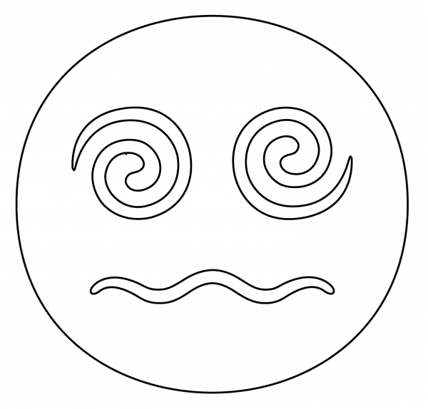 Face with Spiral Eyes Emoji coloring page image