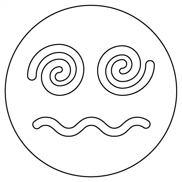 Face with Spiral Eyes Emoji coloring page image