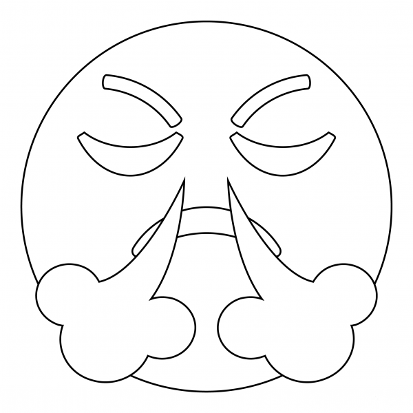 Face with Steam from Nose coloring page image