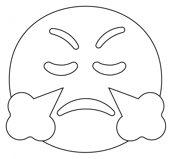 Face with Steam from Nose Emoji coloring page image