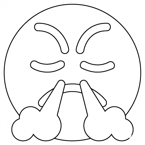 Face with Steam from Nose Emoji coloring page image