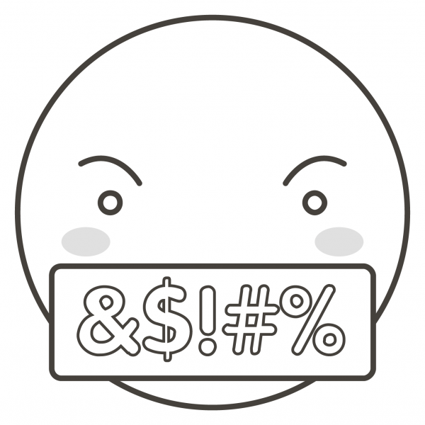 Face with Symbols on Mouth coloring page image
