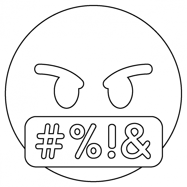Face with Symbols on Mouth Emoji coloring page image