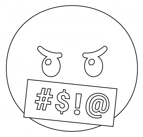 Face with Symbols on Mouth Emoji coloring page image