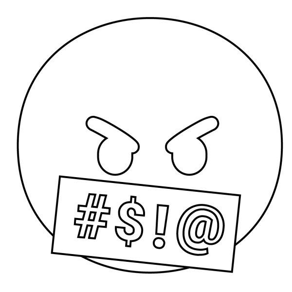 Face with Symbols on Mouth Emoji coloring page image