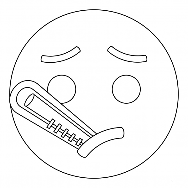 Face with Thermometer coloring page image