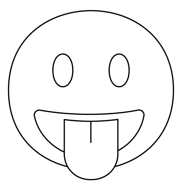 Face with Tongue Emoji coloring page image