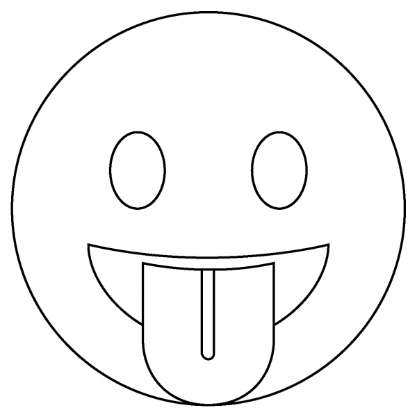 Face with Tongue Emoji coloring page image