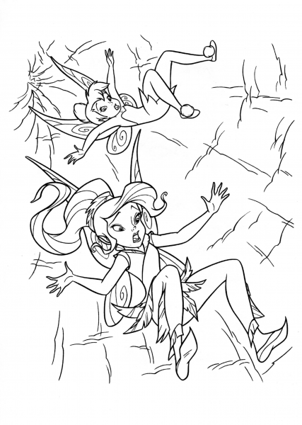 Fairies Falling In The hole coloring page image