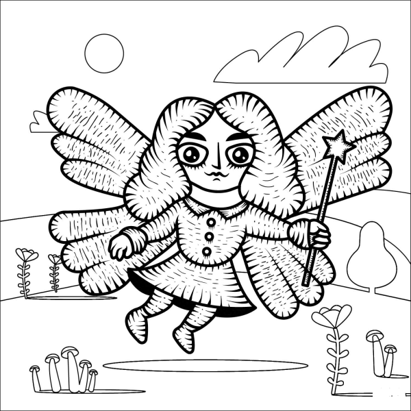 Fairy coloring page image