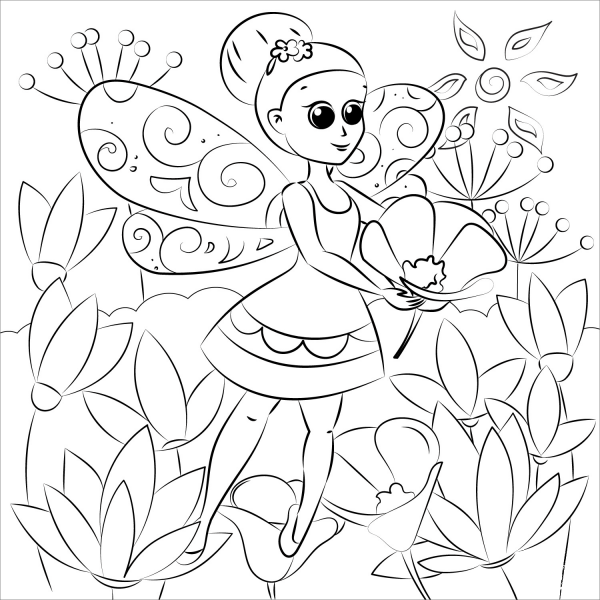 Fairy coloring page image
