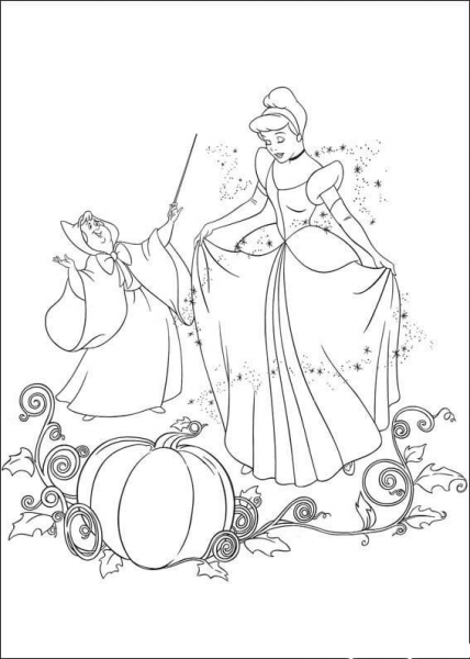 Fairy Helps Cinderella  coloring page image