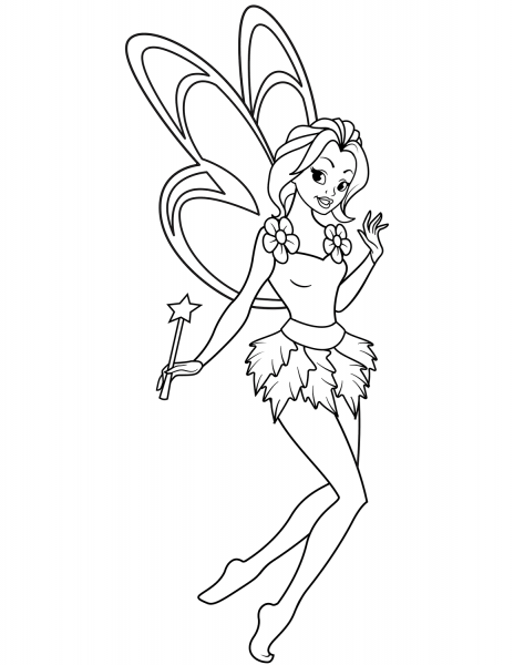 Fairy with Magic Stick coloring page image