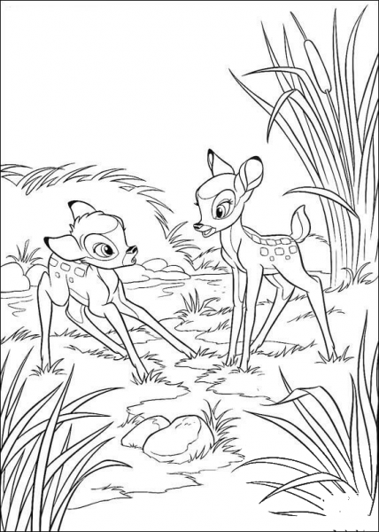 Faline With Bambi  coloring page image
