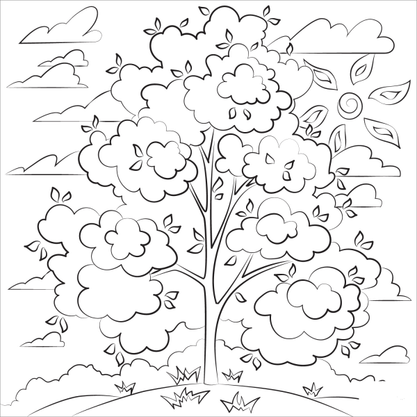 Fall Tree coloring page image