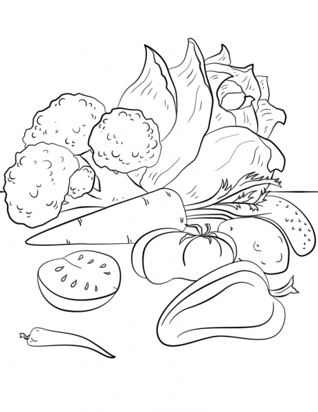 Fall Vegetables coloring page image