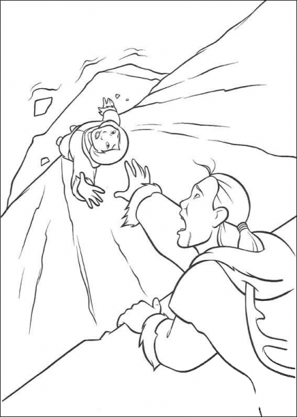 Falling down the mountain coloring page image