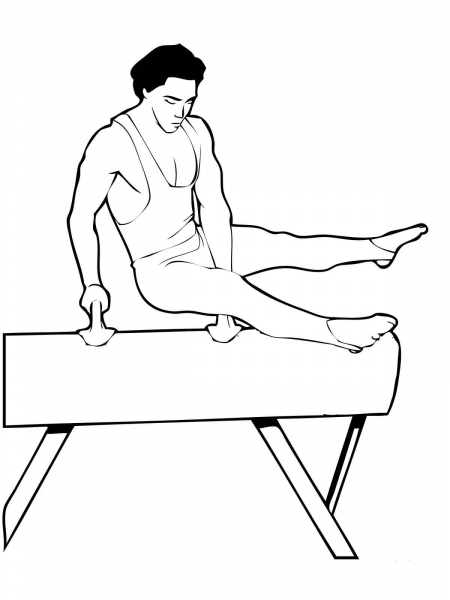 False Scissor Pommel Horse coloring page image