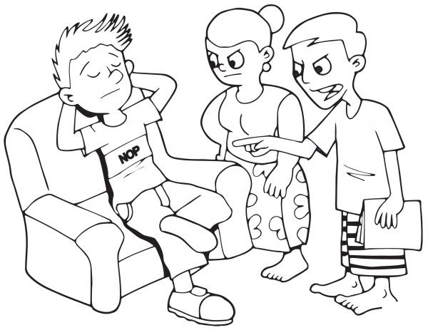 Family Arguing coloring page image